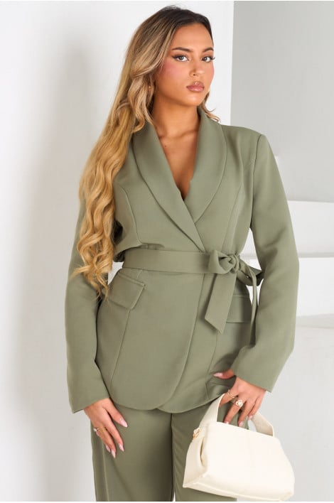 Blazer avec ceinture kaki qualité premium