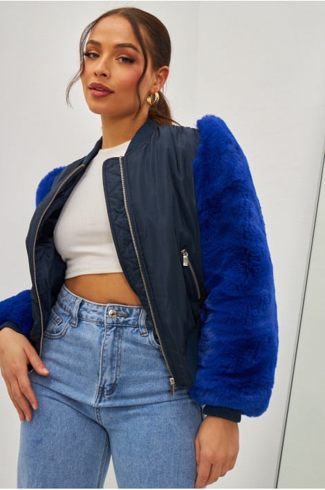 Bomber à manches en fourrure