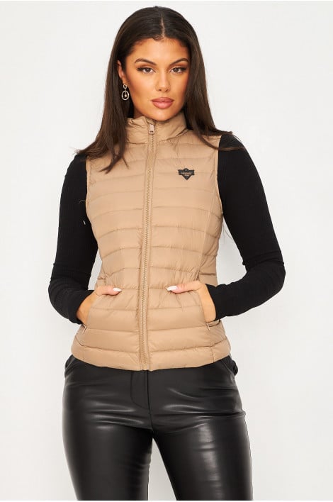 Doudoune sans manche taupe Lina