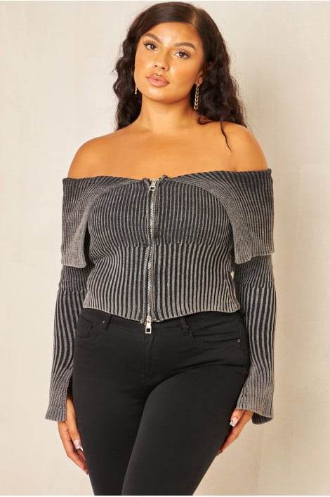 Pull court zippé noir