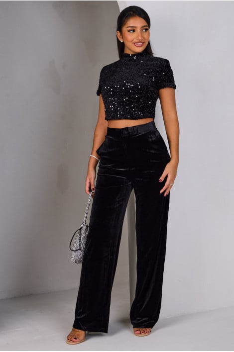 Pantalon noir en velours