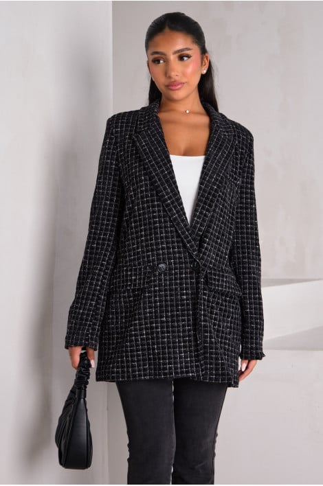Veste de blazer noire à détails pailletés