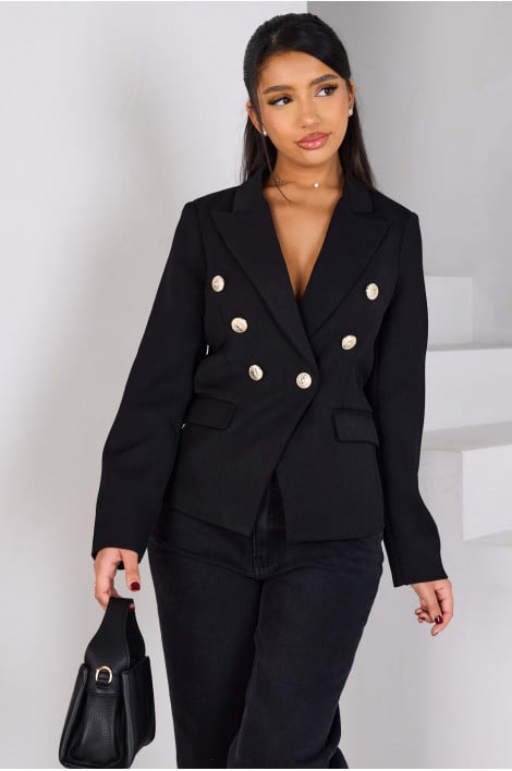 Blazer à boutons dorés noir