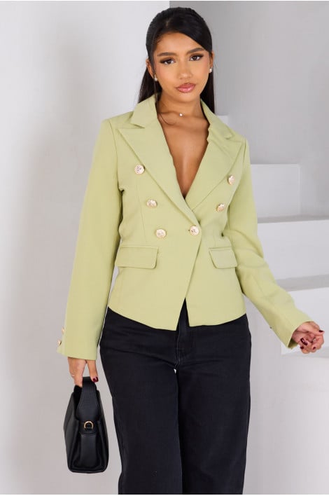 Blazer à boutons dorés vert clair