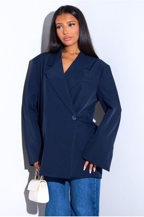 Blazer bleu marine ample à manches longues