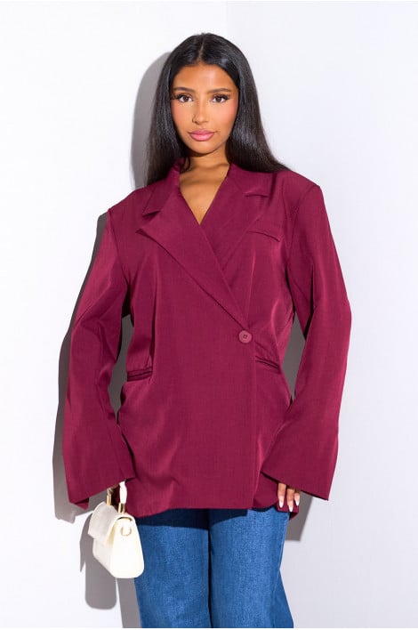 Blazer bordeaux ample à manches longues