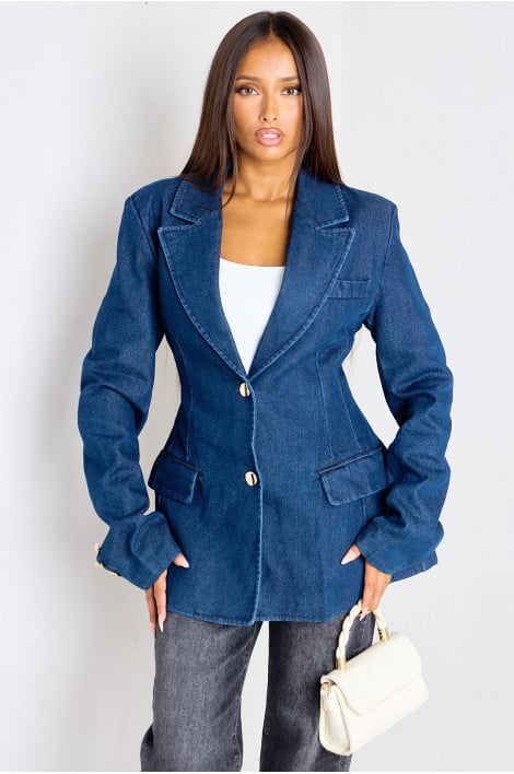 Blazer en jean bleu cintré