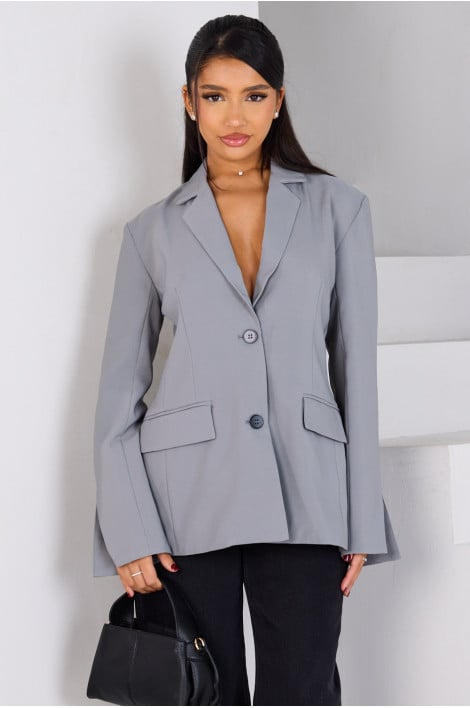 Blazer gris ajouré au dos
