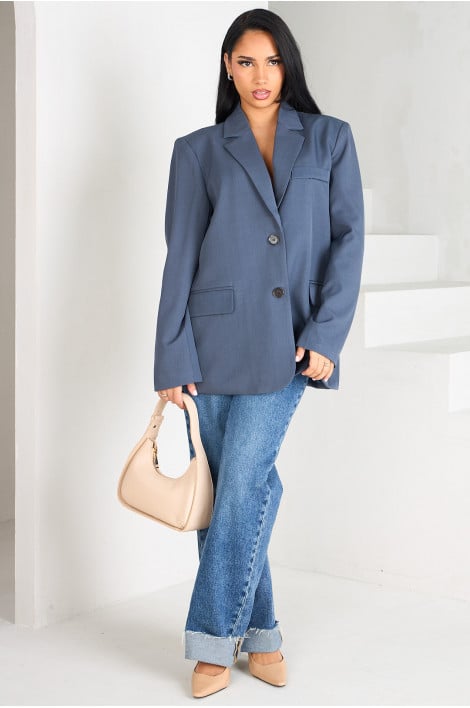 Blazer gris foncé (bleu) ajouré dans le dos