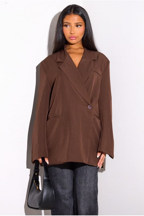 Blazer marron ample à manches longues
