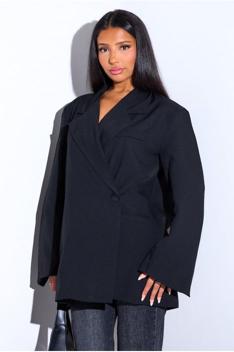 Blazer noir ample à manches longues