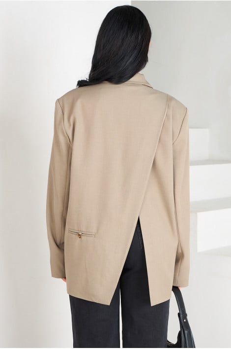 Blazer taupe ajouré dans le dos