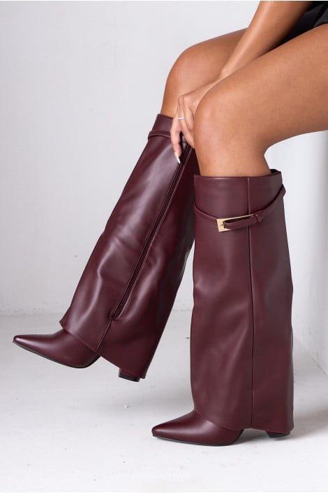 Bottes hautes bordeaux à bout pointu