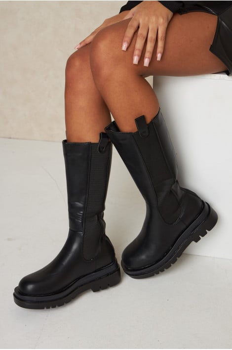 Bottes hautes noires à bout pointu