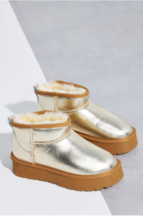 Bottine doré chausson en cuir