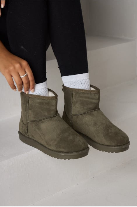 Bottine kaki chausson en velours compensé montant