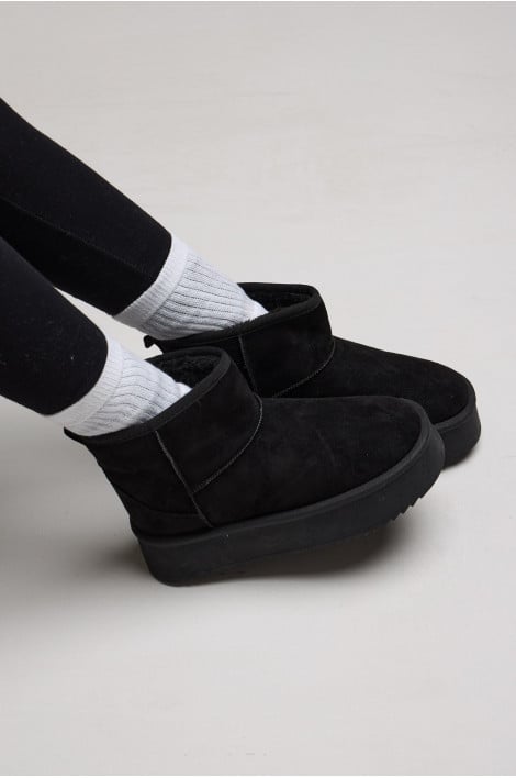 Bottine noire chausson en velours compensé montant