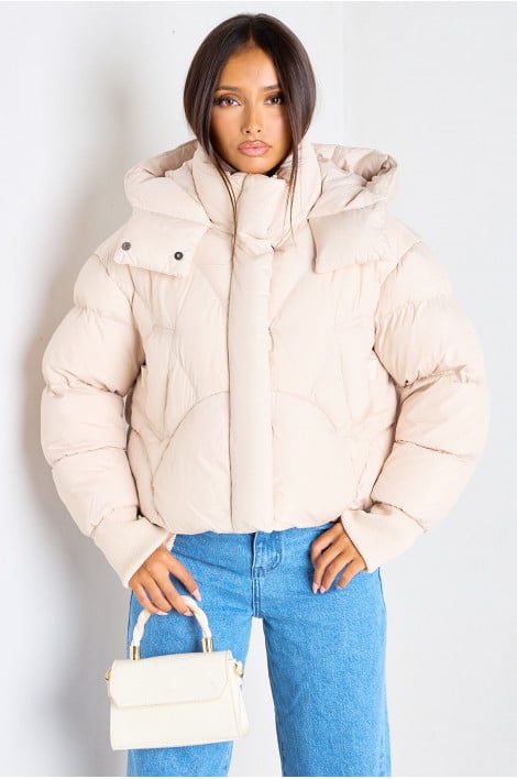 Doudoune courte matelassée beige