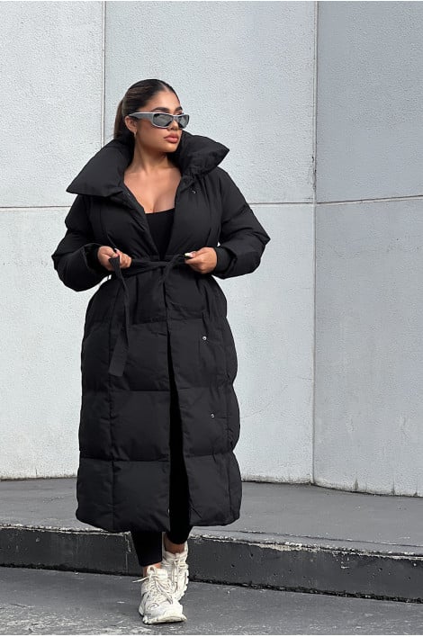 Doudoune matelassée noire manches longues
