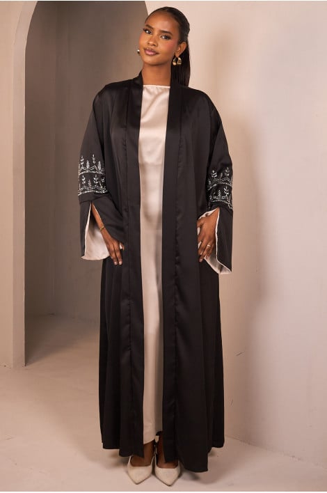 Ensemble 2 pièces abaya + kimono noir