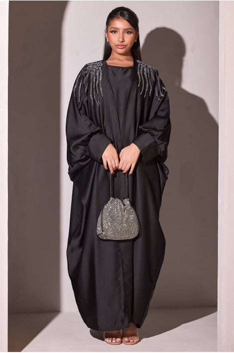 Ensemble 2 pièces abaya + gilet noir