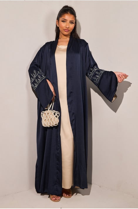 Ensemble 2 pièces abaya + kimono bleu marine