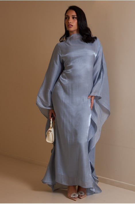 Robe 2 pièces sous-robe + voile à enfiler satiné bleu
