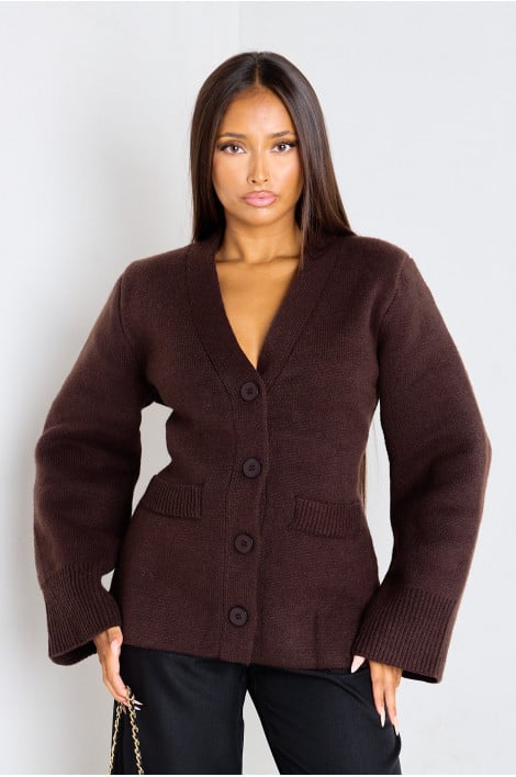 Gilet cintré en maille épaisse marron