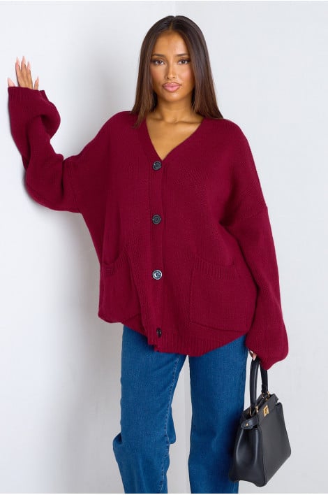 Gilet en maille épaisse bordeaux