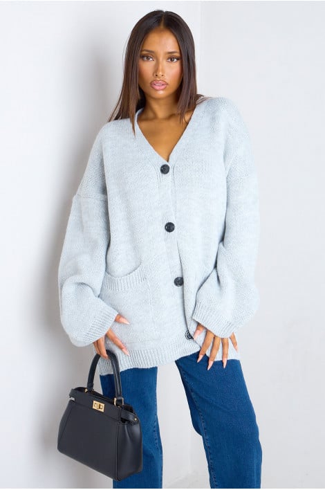 Gilet en maille épaisse gris clair