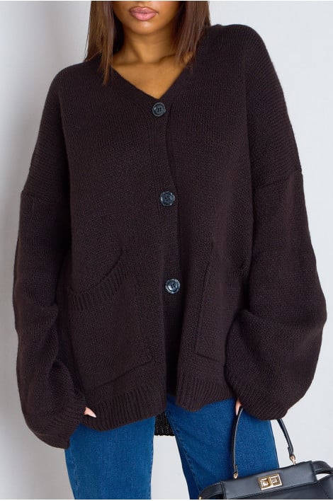 Gilet en maille épaisse marron