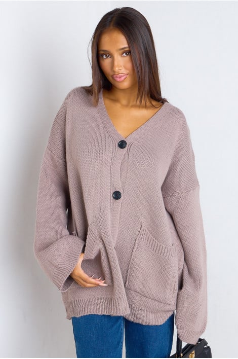 Gilet en maille épaisse taupe