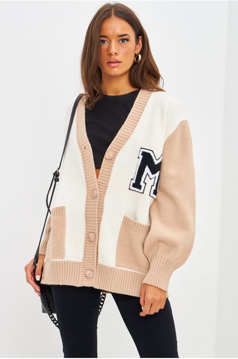 Gilet en mailles écru et beige