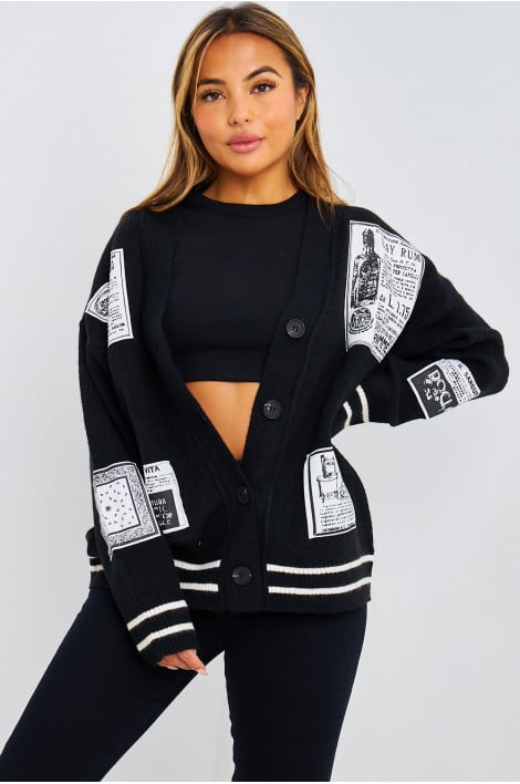 Gilet en mailles noir à patch