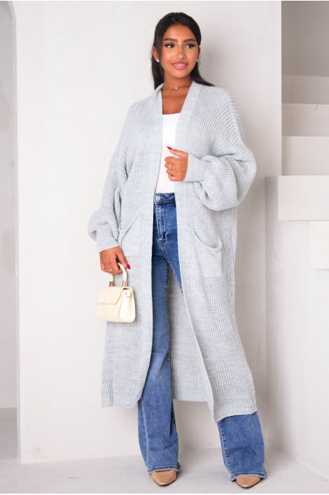 Gilet gris clair en maille