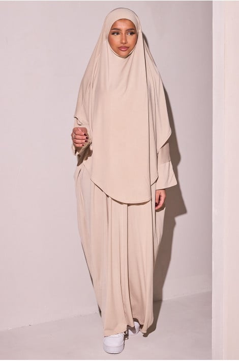 Jilbab 2 pèces robe + voile beige