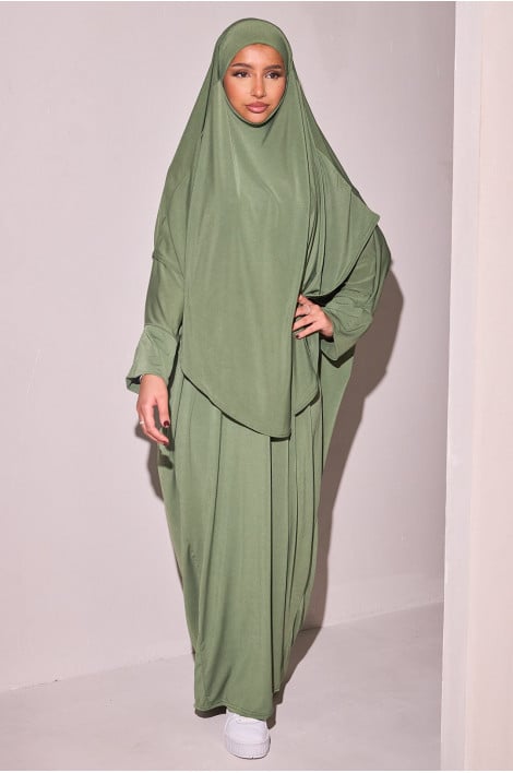 Jilbab 2 pèces robe + voile vert