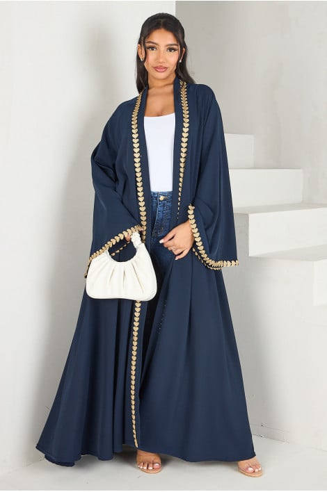 Kimono bleu foncé à empiècement doré