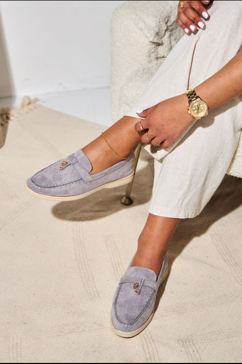 Mocassin en velours gris