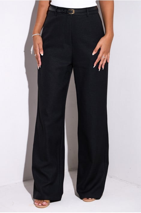 Pantalon à pinces noir de qualité supérieure