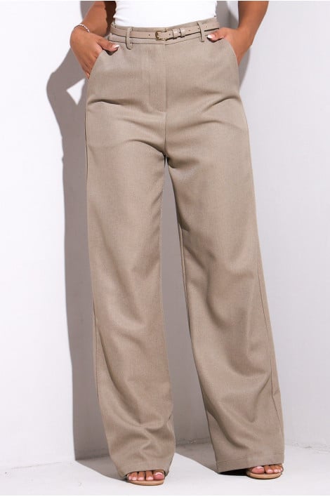Pantalon à pinces taupe de qualité supérieure