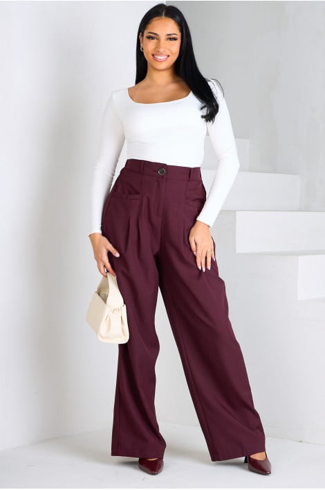 Pantalon de tailleur bordeaux à poches