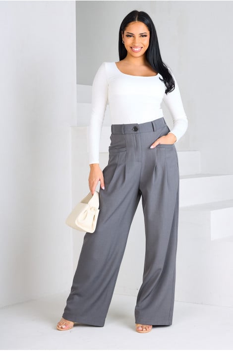 Pantalon de tailleur gris à poches