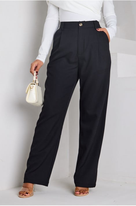 Pantalon de tailleur noir qualité premium