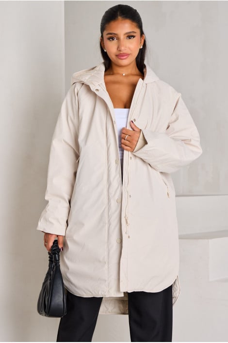 Parka beige à capuche