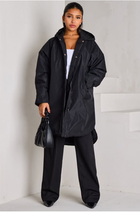 Parka noire à capuche