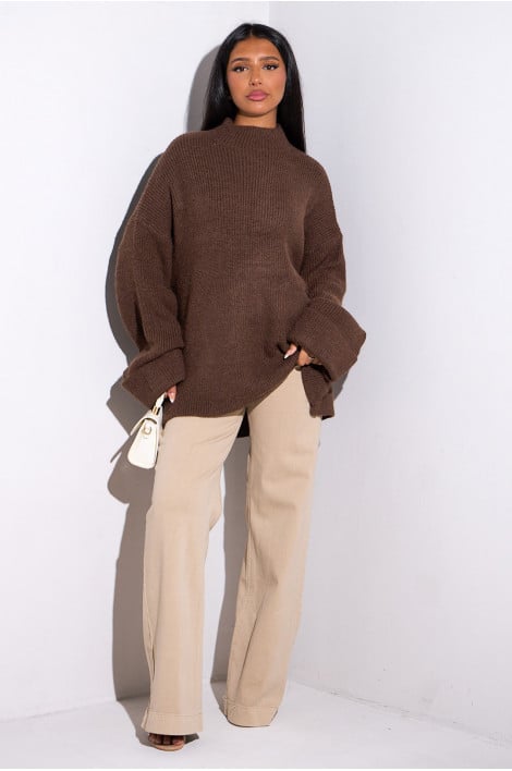 Pull en laine marron oversize