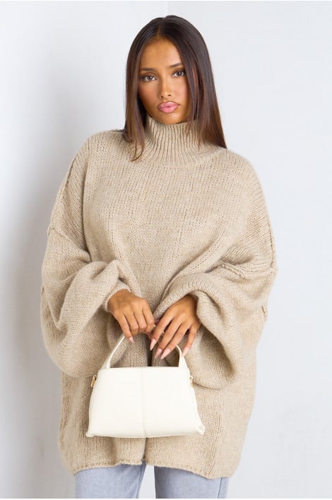 Pull en laine oversize beige