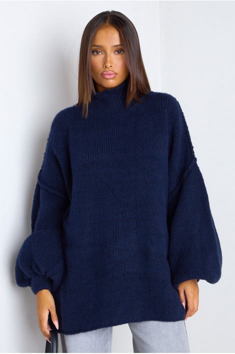 Pull en laine oversize bleu marine