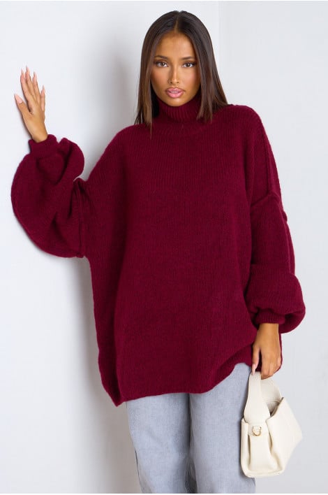Pull en laine oversize bordeaux